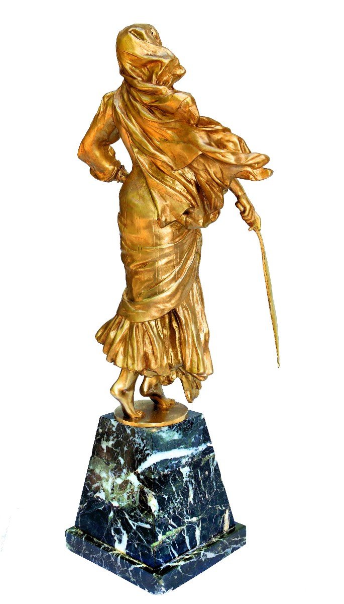 Antonin Mercié (1845-1916) Orientalist Bronze "sabre Dancer"-photo-3