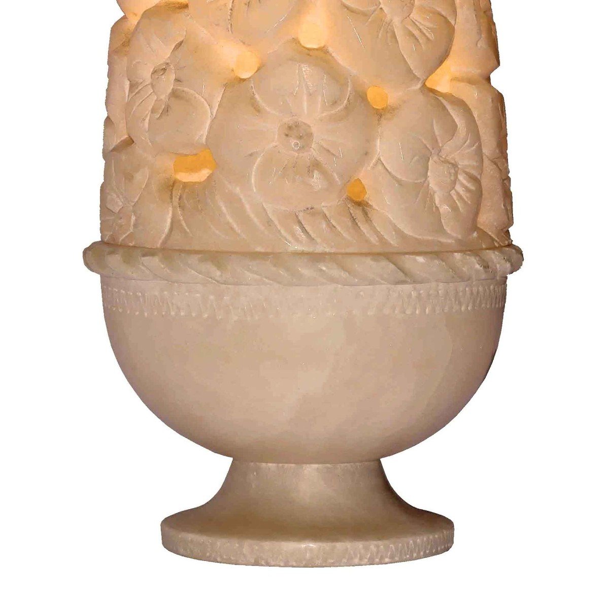 Large Art Deco Lamp In Alabaster-photo-4