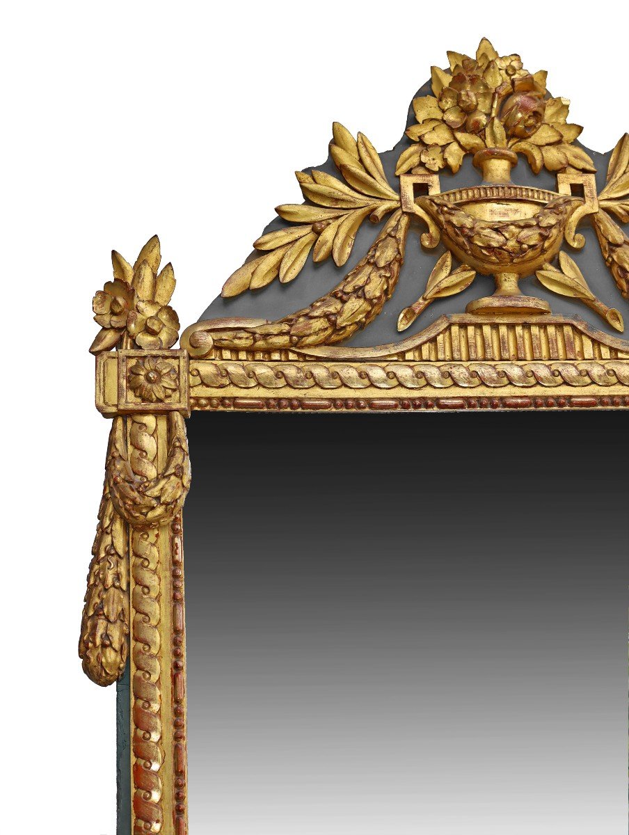 Large Louis XVI Mirror In Golden Wood (h: 1 M 64)-photo-4