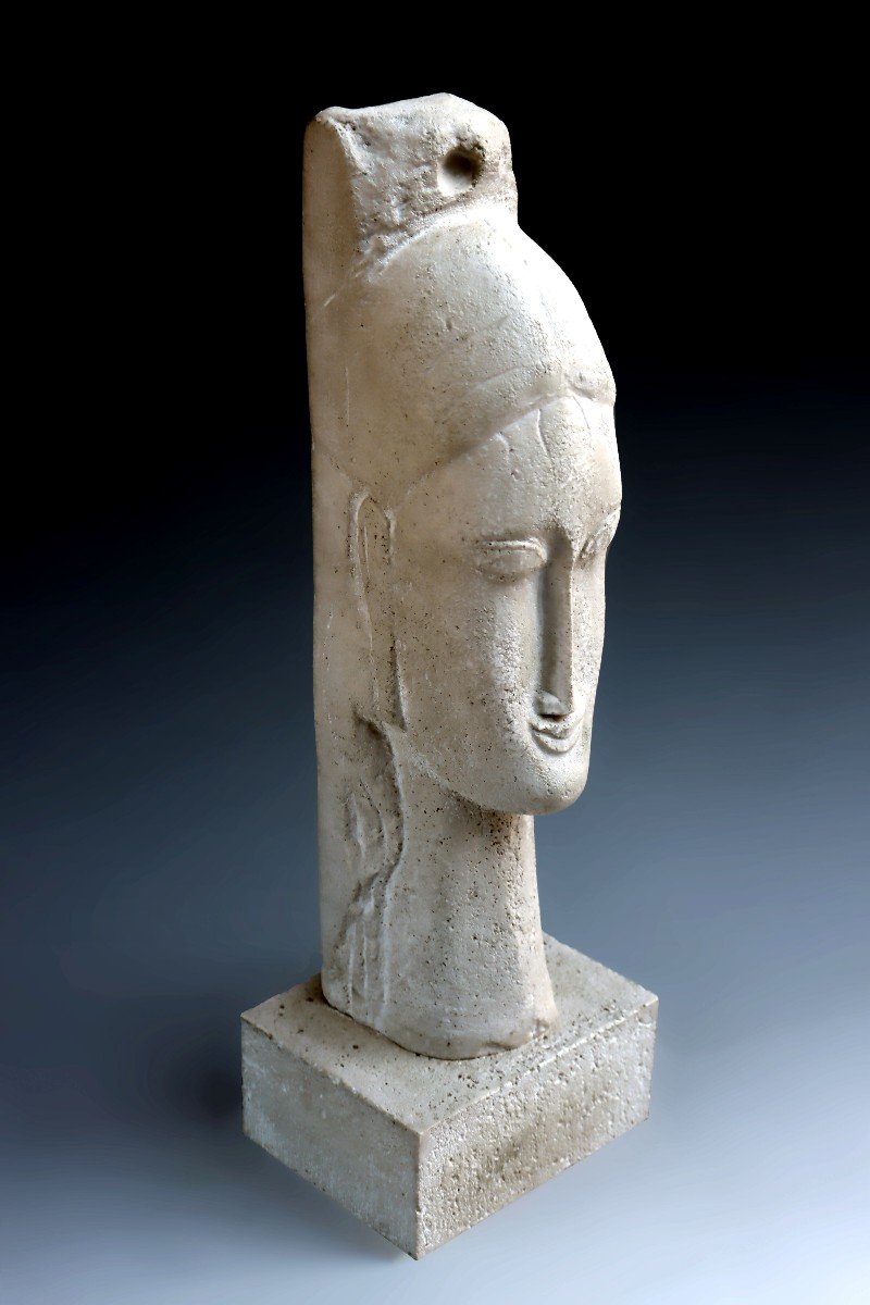 Amedeo Modigliani (1884-1920) Sculpture Tête de femme-photo-2