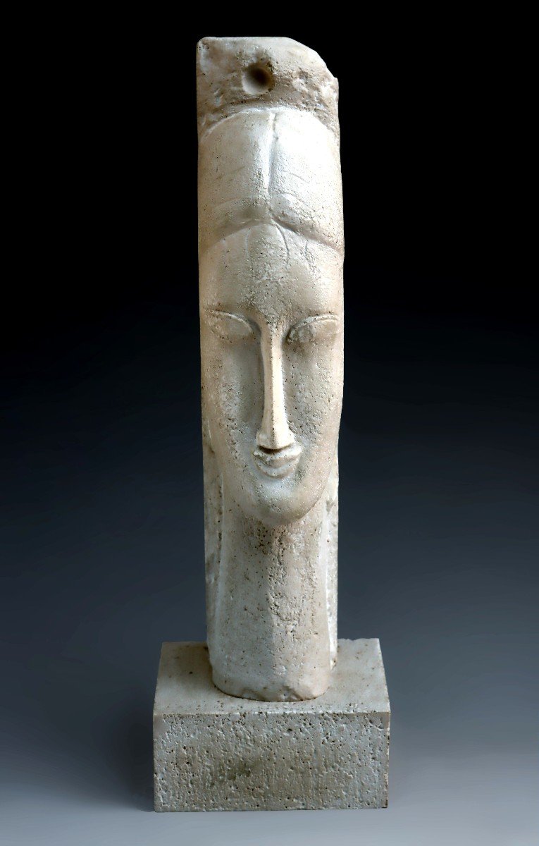 Amedeo Modigliani (1884-1920) Sculpture Tête de femme-photo-3