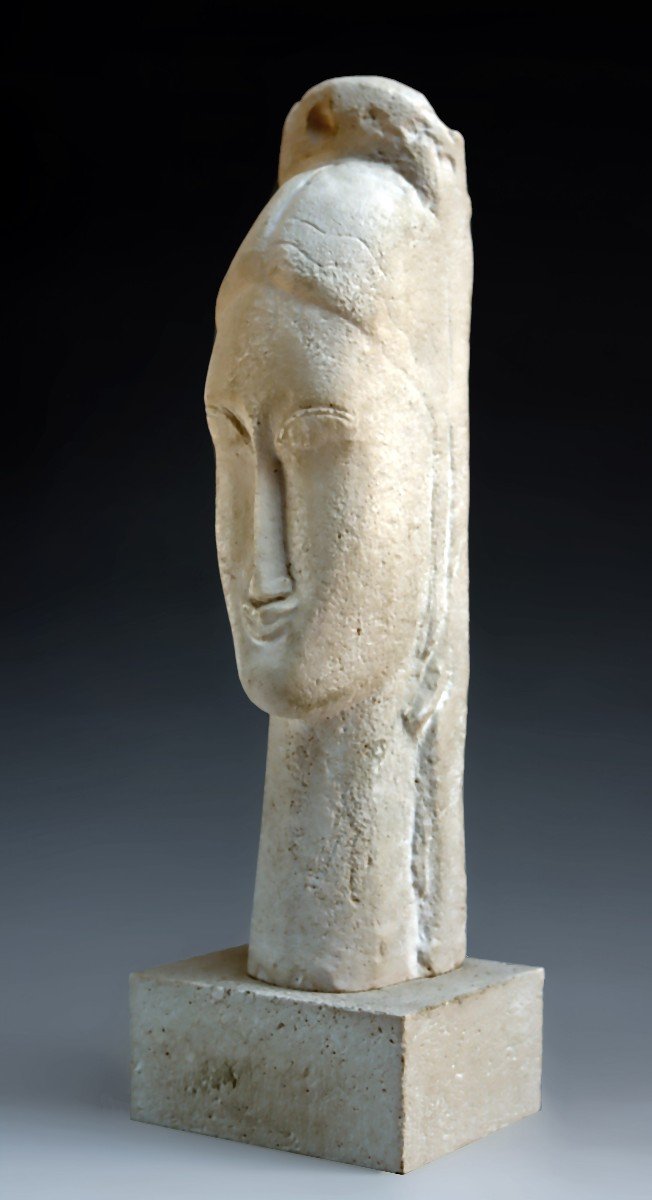 Amedeo Modigliani (1884-1920) Sculpture Tête de femme-photo-4