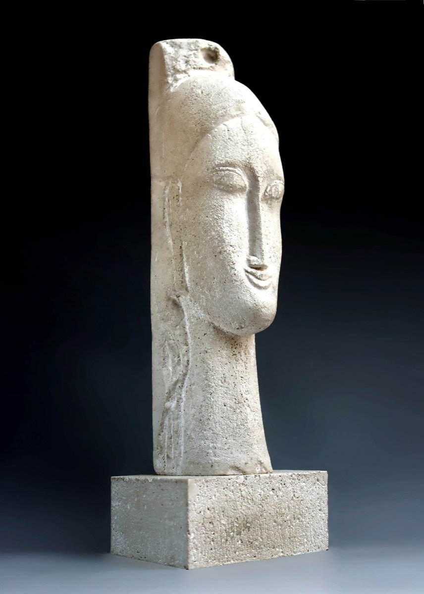 Amedeo Modigliani (1884-1920) Sculpture Tête de femme-photo-2