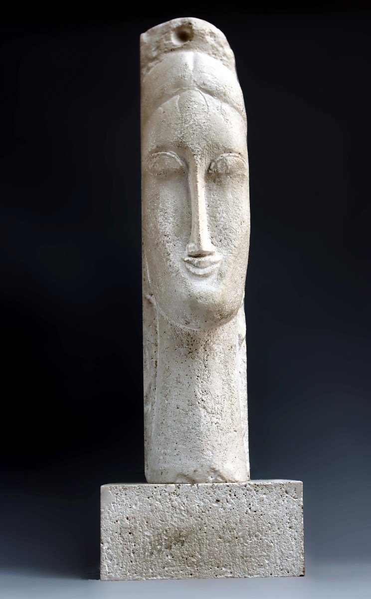 Amedeo Modigliani (1884-1920) Sculpture Tête de femme-photo-3