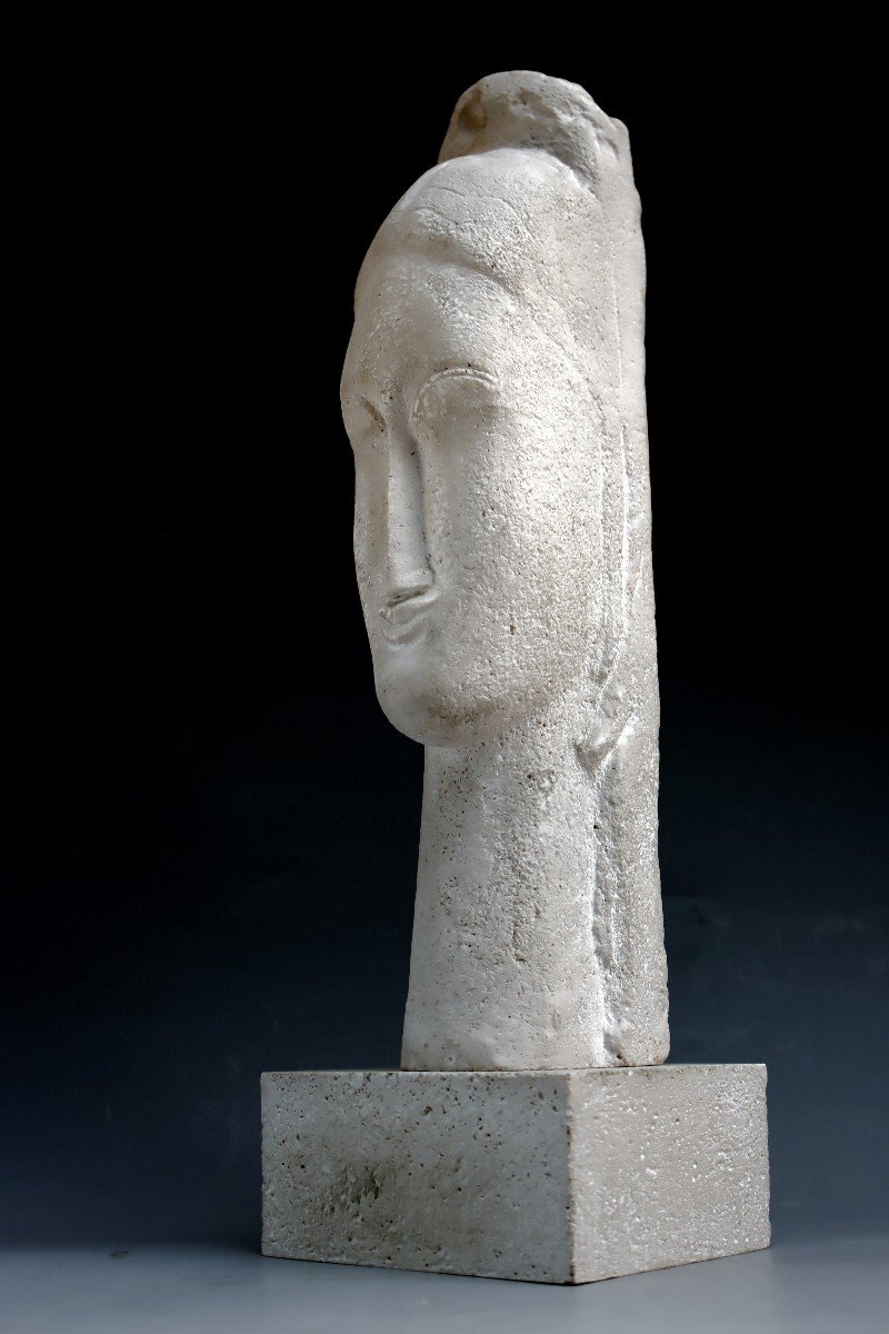 Amedeo Modigliani (1884-1920) Sculpture Tête de femme-photo-4