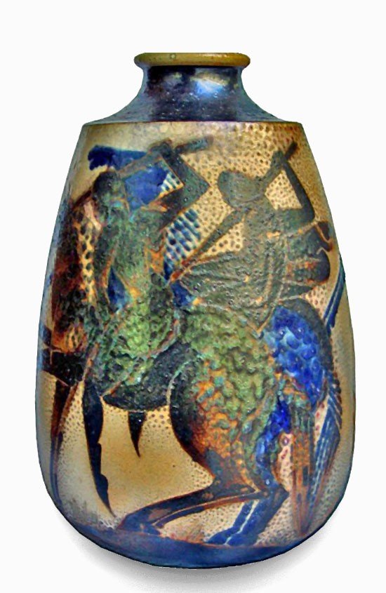 Primavera & René Buthaud (1886-1986) Grand Vase Art Déco circa 1925-photo-2