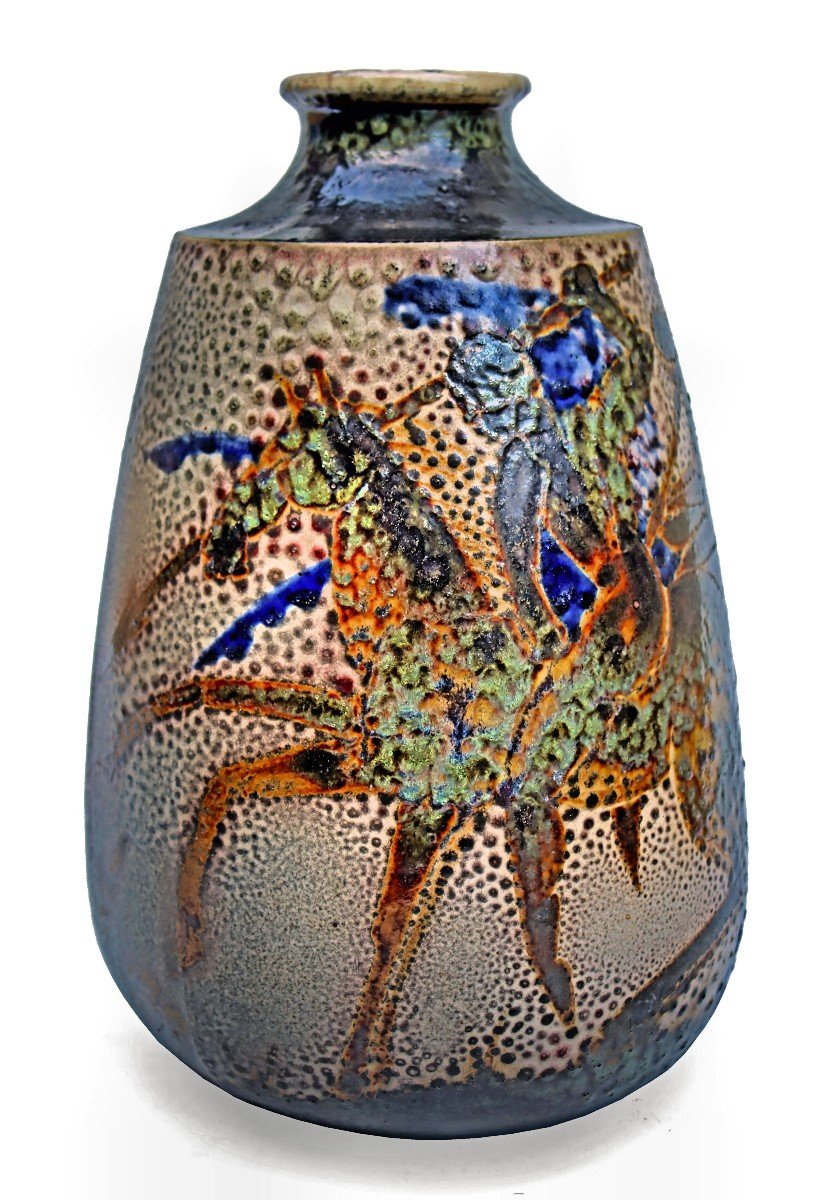 Primavera & René Buthaud (1886-1986) Grand Vase Art Déco circa 1925-photo-4