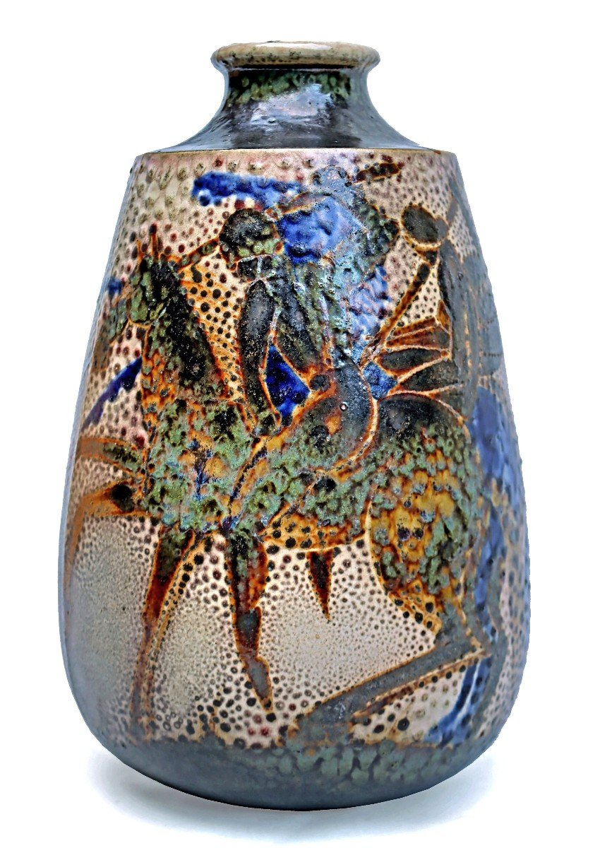 Primavera Attributed To René Buthaud (1886-1986) Large Art Deco Vase-photo-1