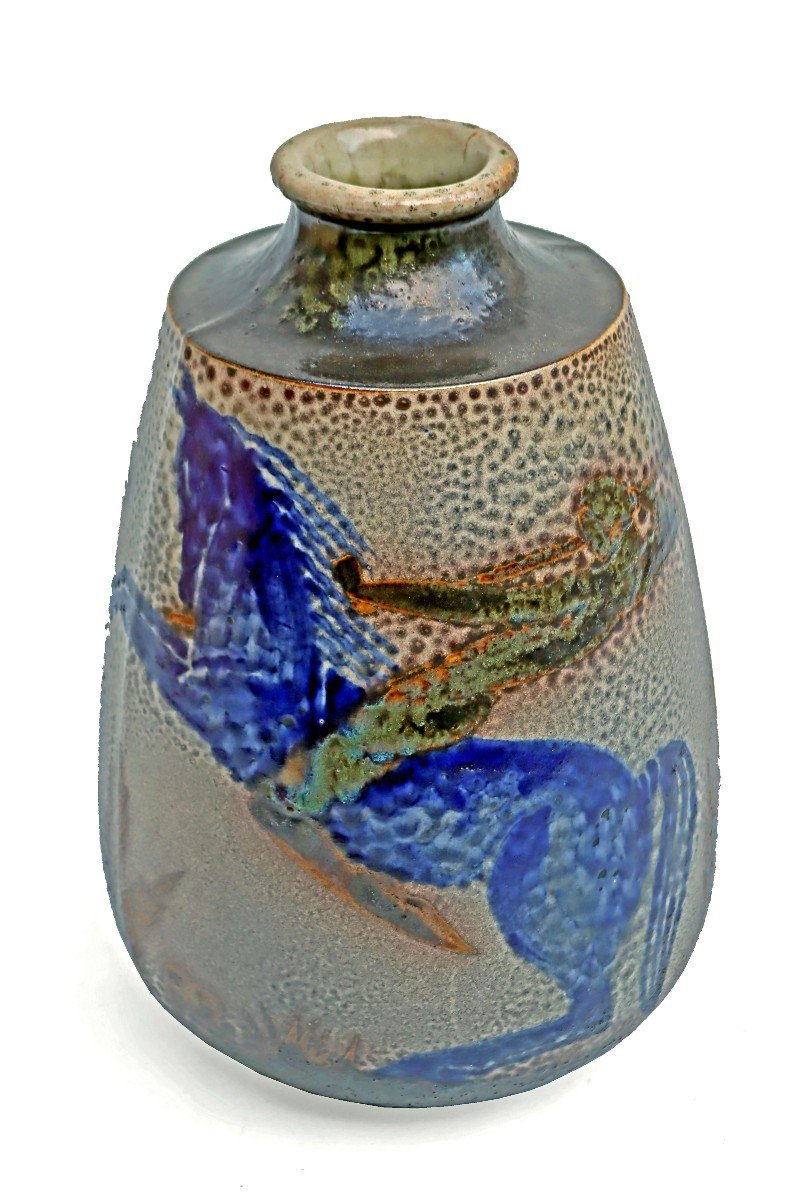 Primavera & René Buthaud (1886-1986) Grand Vase Art Déco circa 1925-photo-2