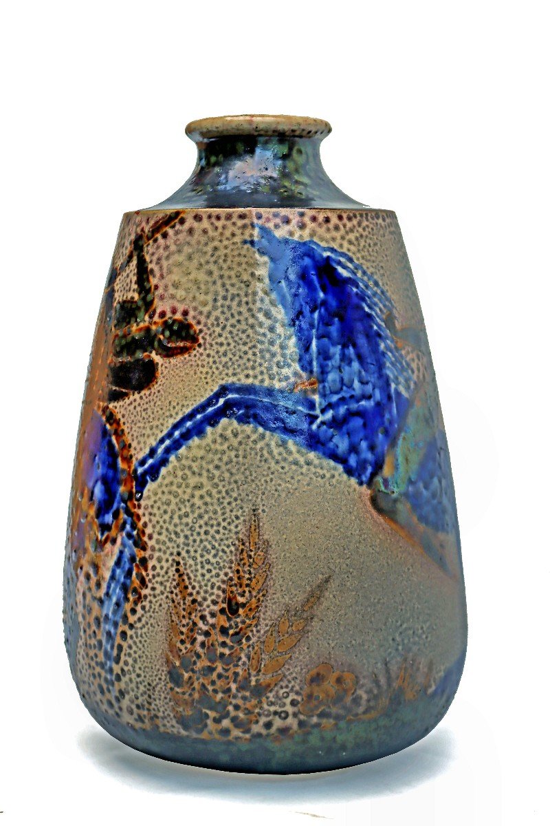 Primavera & René Buthaud (1886-1986) Grand Vase Art Déco circa 1925-photo-3