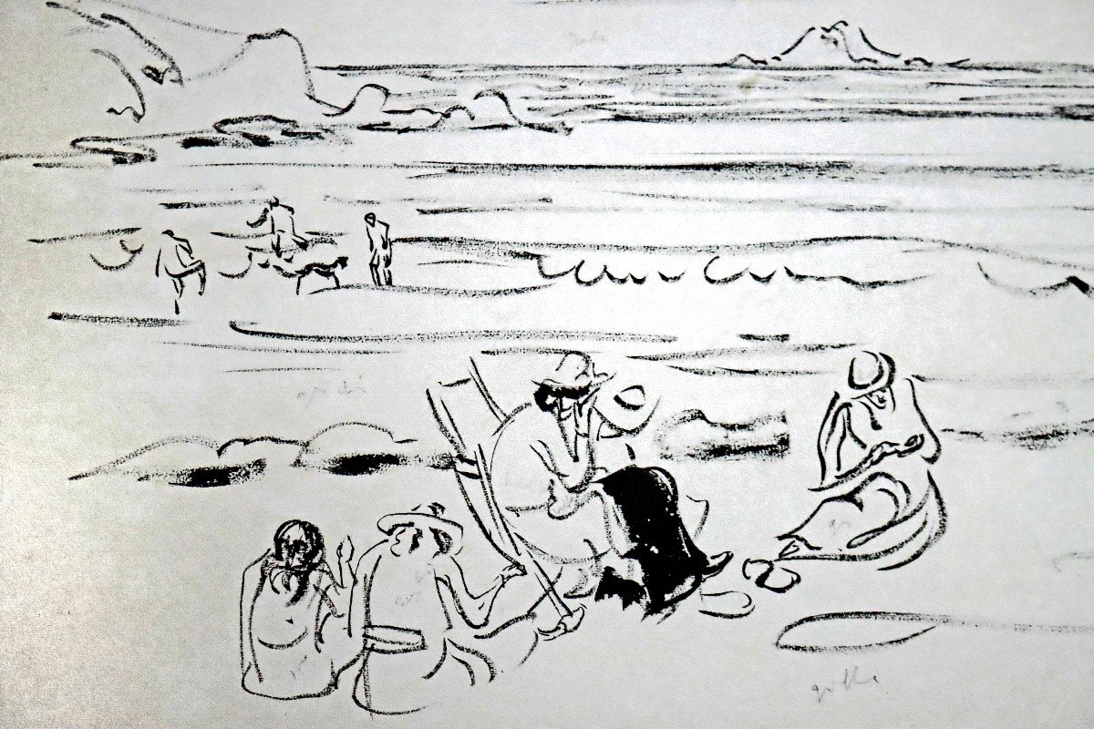 Jules émile Zingg (1882-1942) Drawing Beach At Perros Guirec