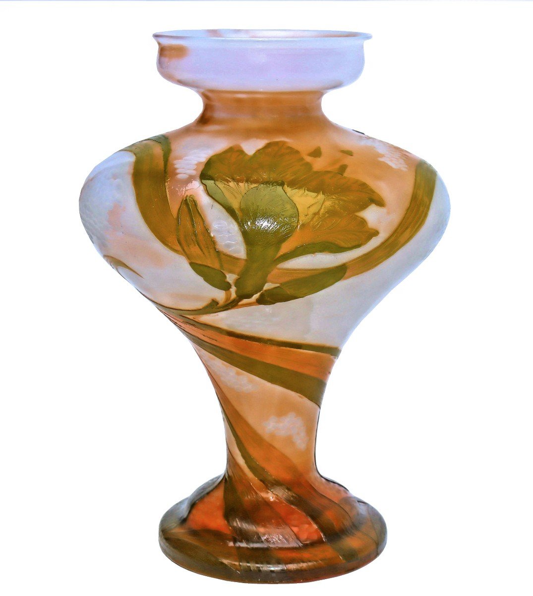 Vase DAUM Art Nouveau 1900 Gravé à la Roue, Martelé et Poli au Feu-photo-2