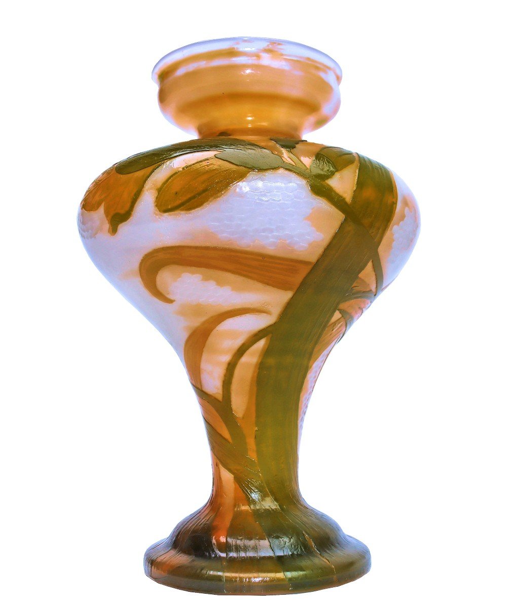 Vase DAUM Art Nouveau 1900 Gravé à la Roue, Martelé et Poli au Feu-photo-3