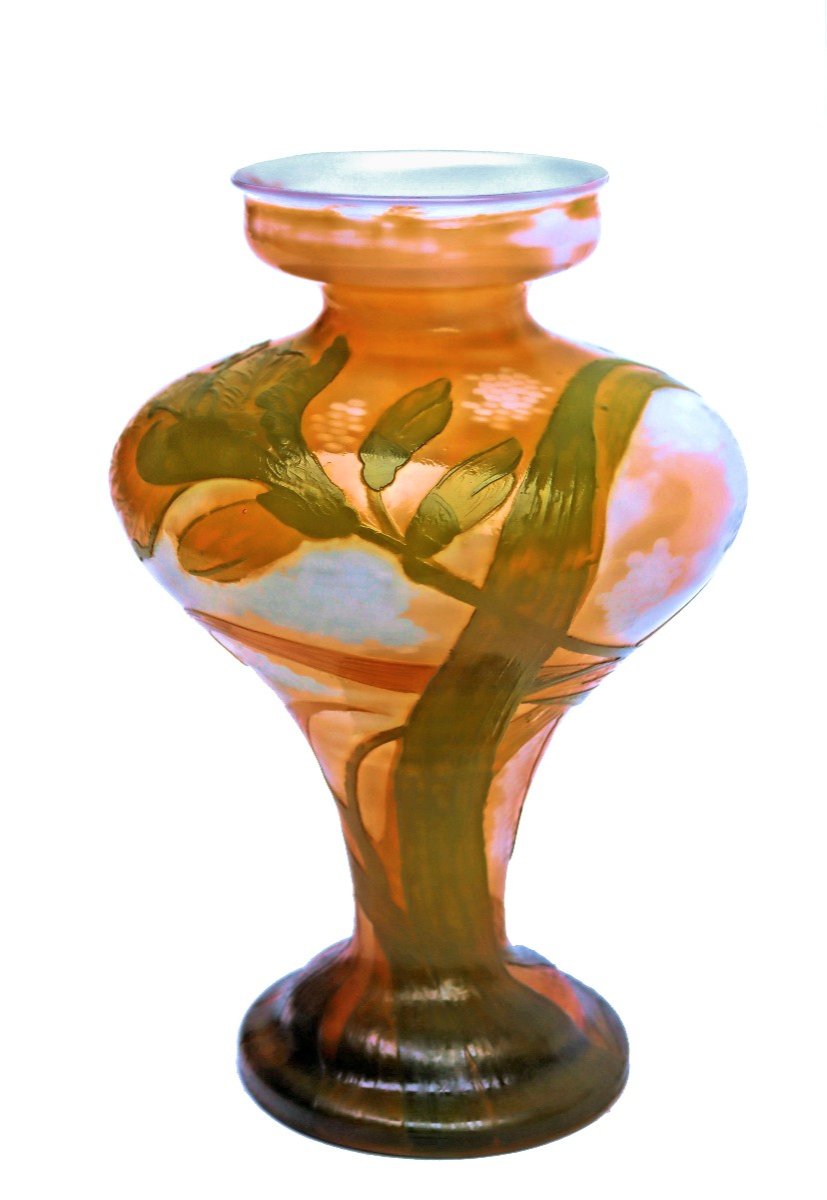 Vase DAUM Art Nouveau 1900 Gravé à la Roue, Martelé et Poli au Feu-photo-1