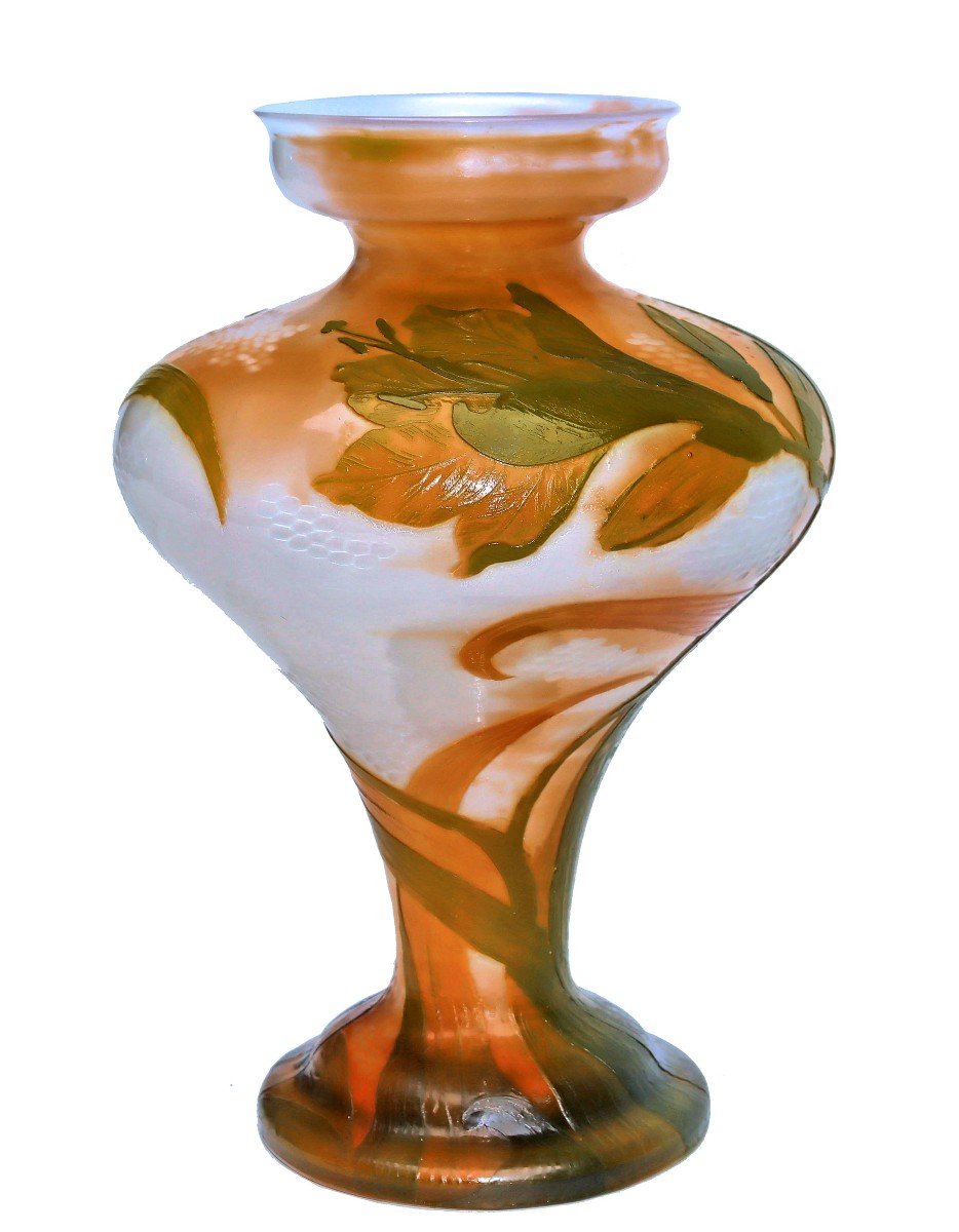 Vase DAUM Art Nouveau 1900 Gravé à la Roue, Martelé et Poli au Feu-photo-5