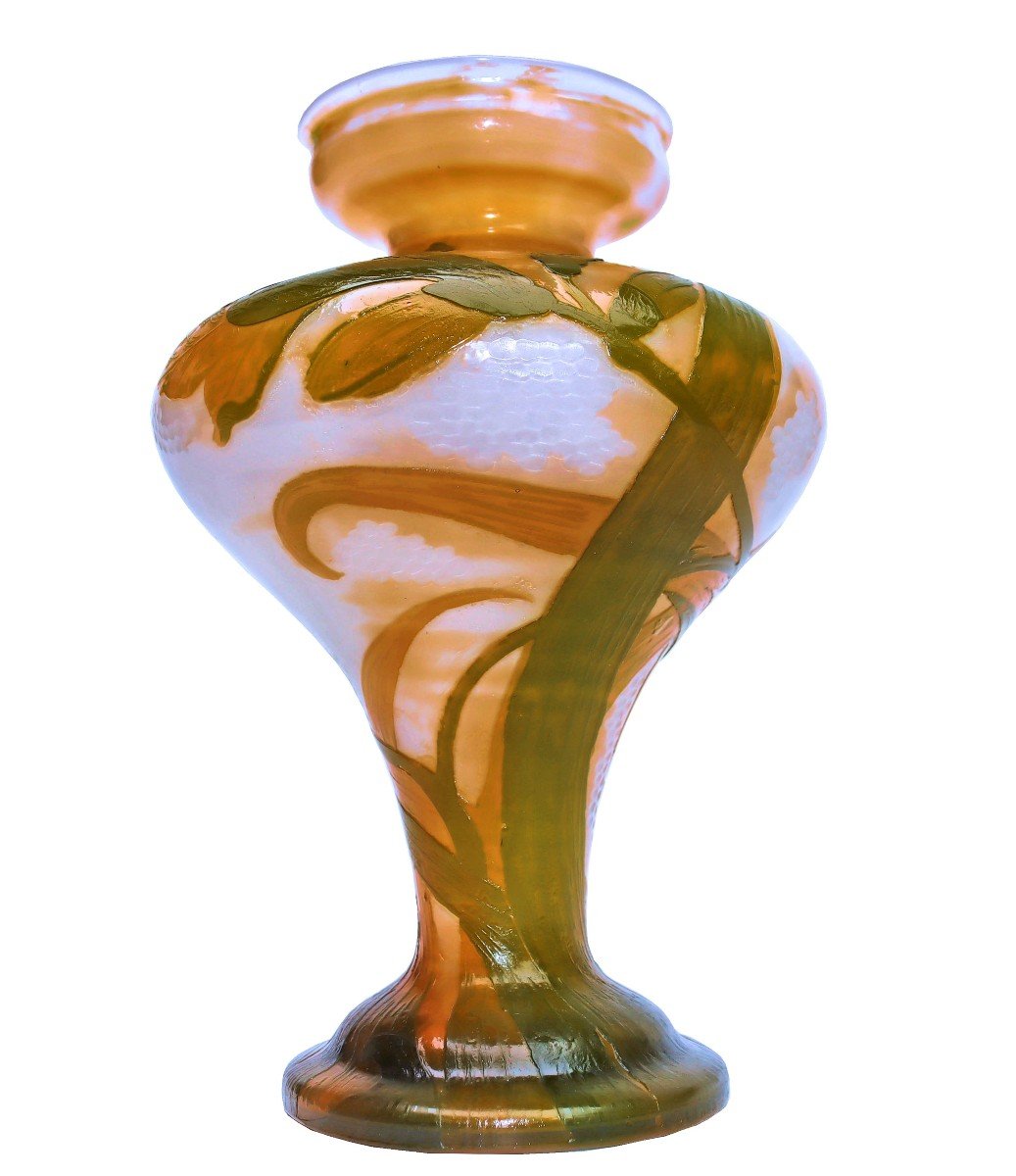 Vase DAUM Art Nouveau 1900 Gravé à la Roue, Martelé et Poli au Feu-photo-2