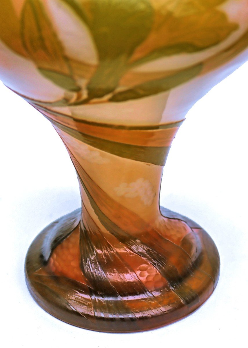 Vase DAUM Art Nouveau 1900 Gravé à la Roue, Martelé et Poli au Feu-photo-7