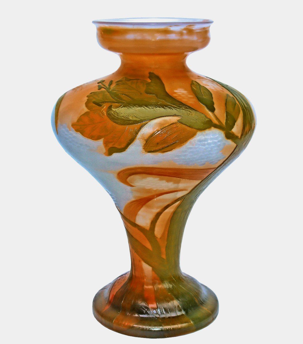 Vase DAUM Art Nouveau 1900 Gravé à la Roue, Martelé et Poli au Feu