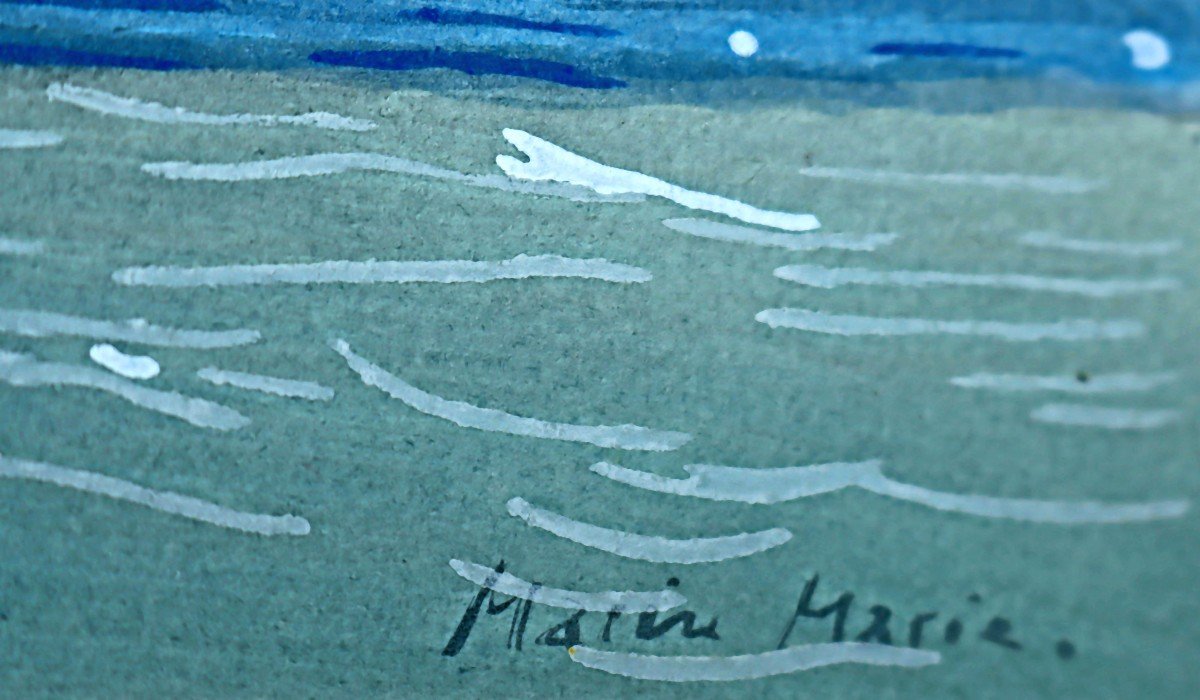 Marin Marie (1901-1897) Gouache Au Pochoir -photo-4