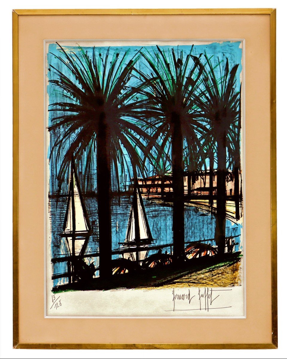 Bernard Buffet (1928-1999) -cannes- Large Justified Lithograph-photo-2