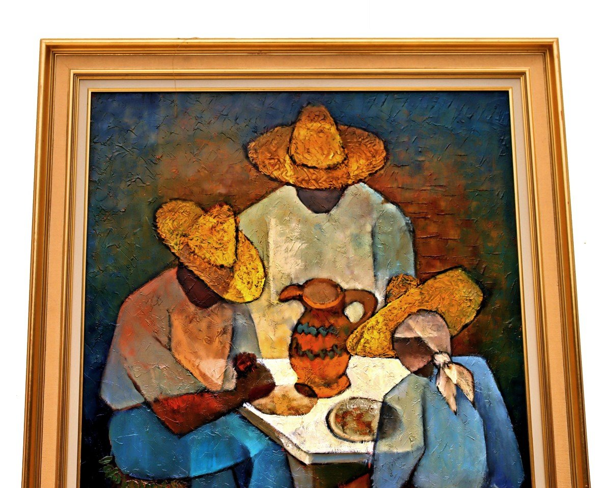 Louis Toffoli (1907-1999) Large Oil On Canvas -the Trio Of San Cristobal--photo-2