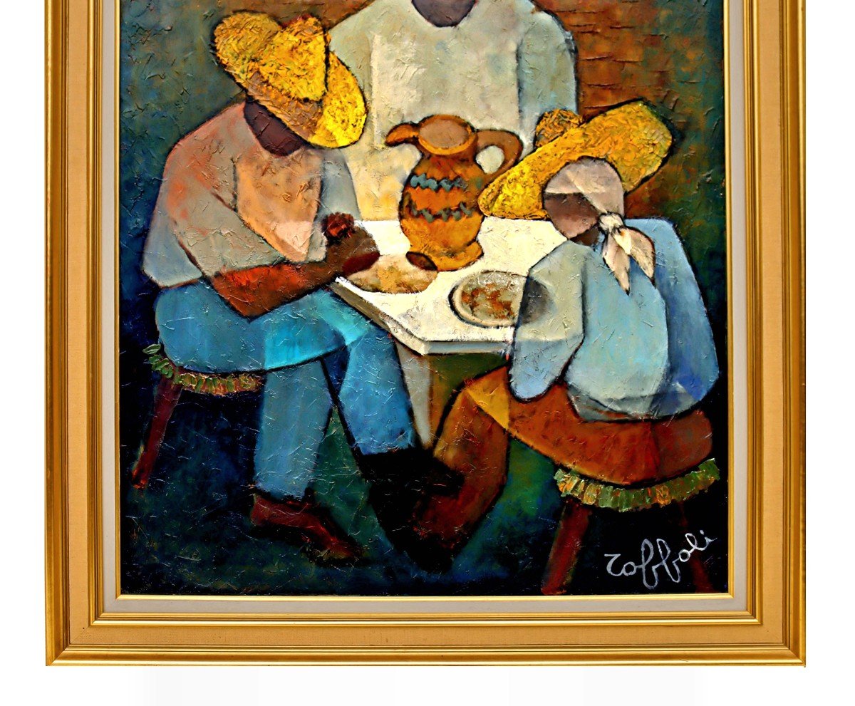 Louis Toffoli (1907-1999) Large Oil On Canvas -the Trio Of San Cristobal--photo-3