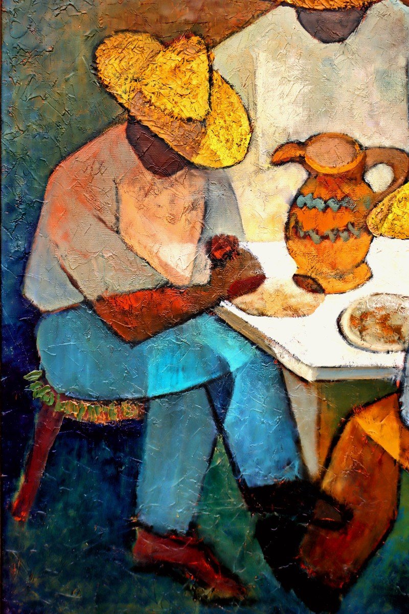 Louis Toffoli (1907-1999) Large Oil On Canvas -the Trio Of San Cristobal--photo-1