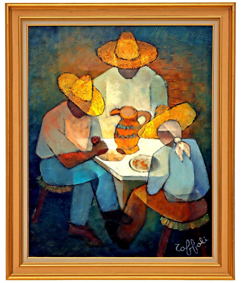 Louis Toffoli (1907-1999) Large Oil On Canvas -the Trio Of San Cristobal-