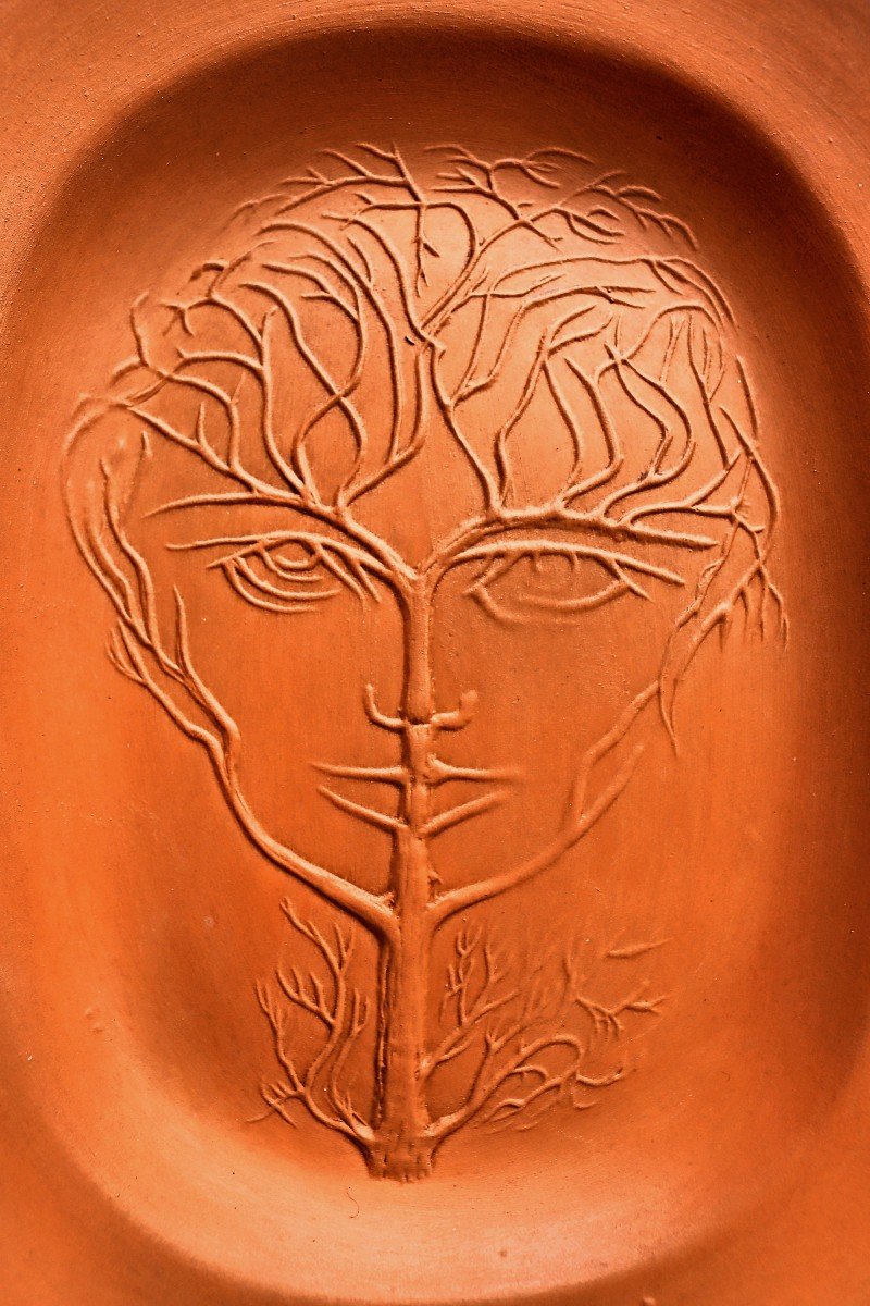 Jean Marais (1913-1998) Large Vallauris Platter "tree Of Life"-photo-1