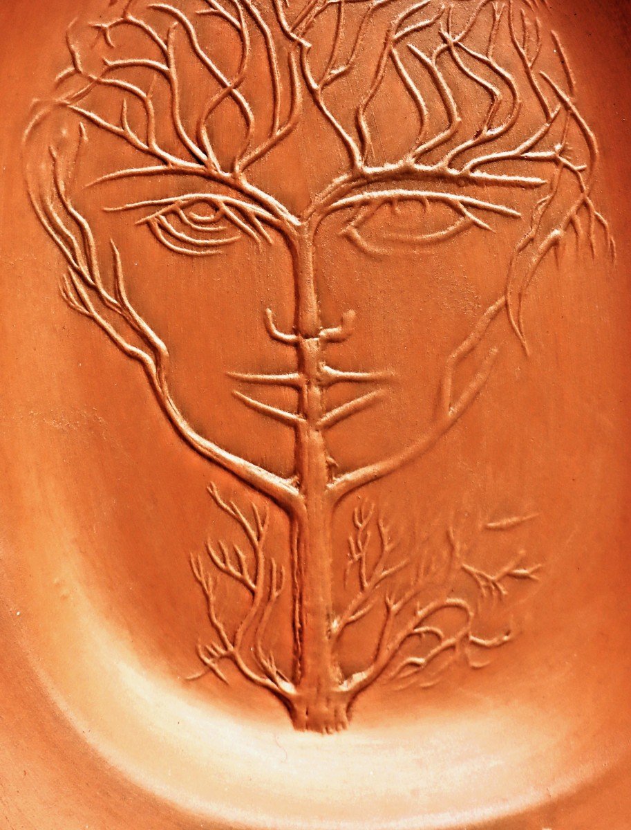 Jean Marais (1913-1998) Large Vallauris Platter "tree Of Life"-photo-2