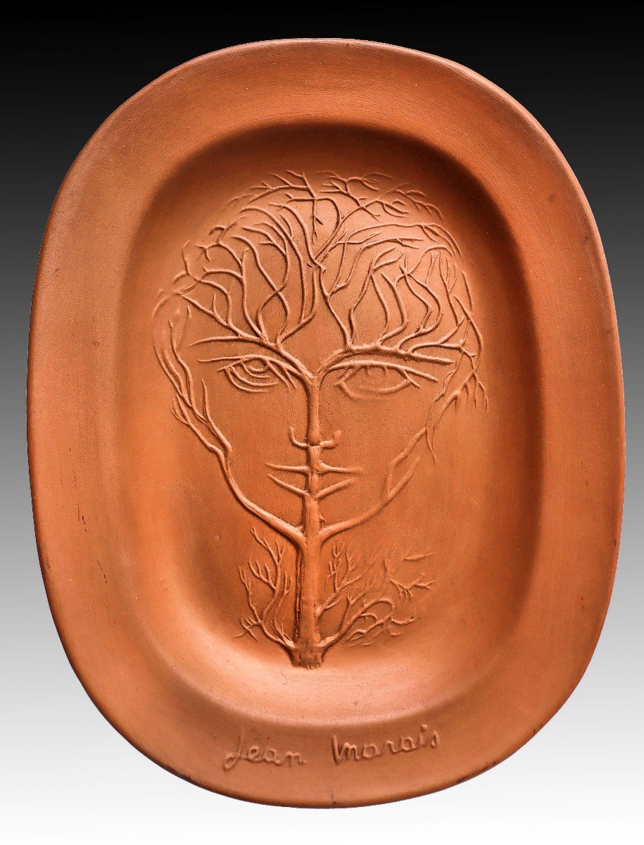 Jean Marais (1913-1998) Large Vallauris Platter "tree Of Life"