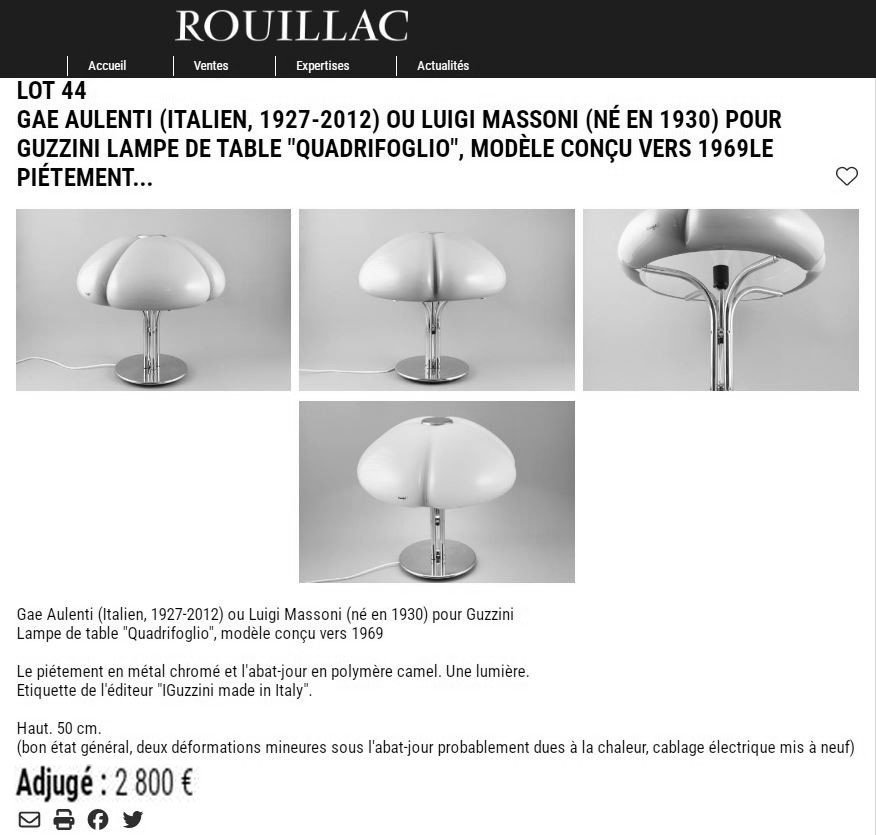 Luigi Massoni (1930-2013) Quadrifoglio Lamp For Guzzini-photo-8