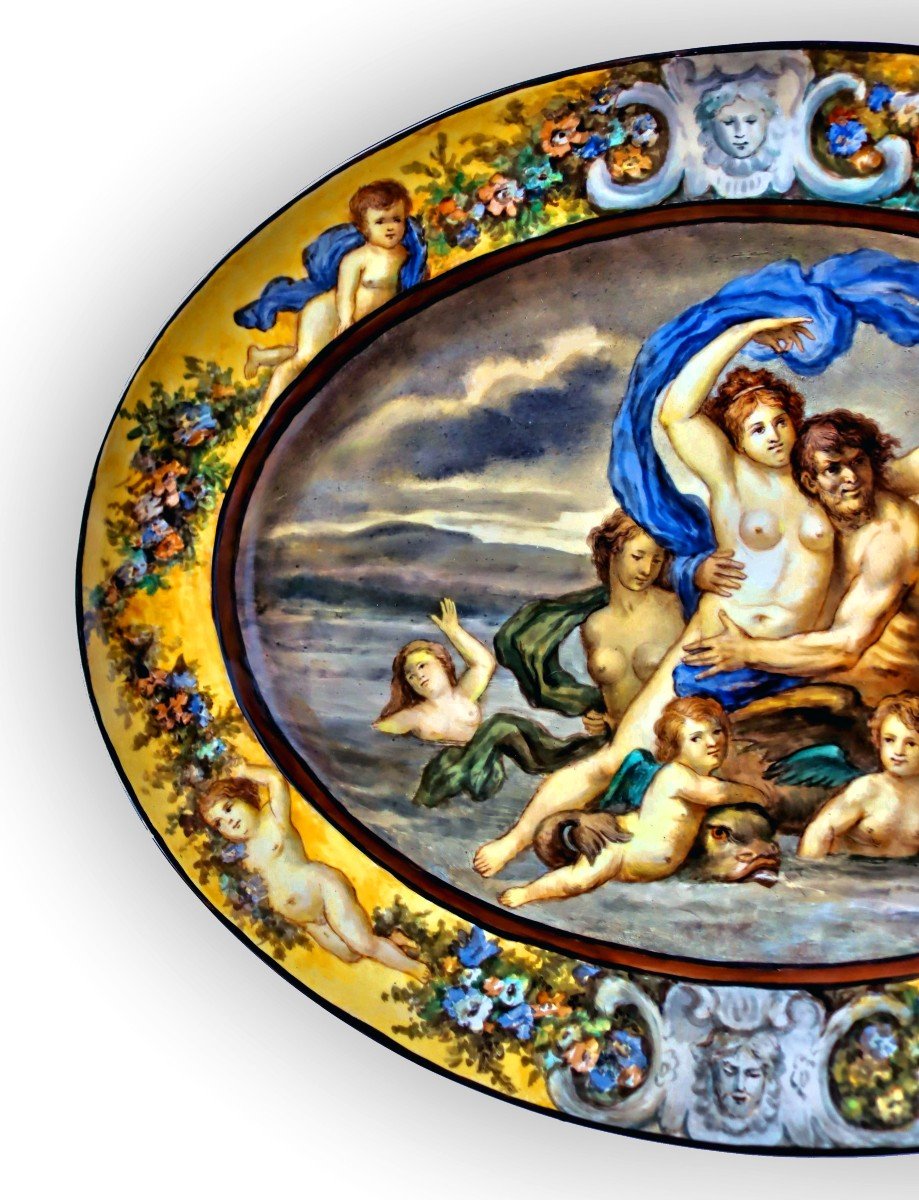 Urbino Majolica Dish Atelier Castelli "venus" After Annibale Carracci-photo-2