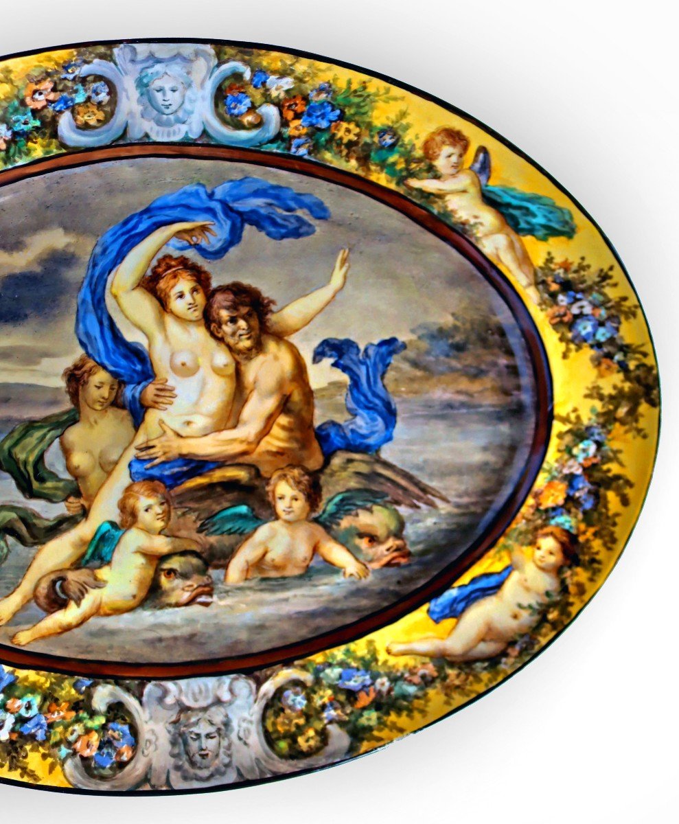 Urbino Majolica Dish Atelier Castelli "venus" After Annibale Carracci-photo-3