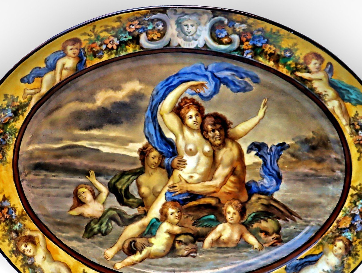 Urbino Majolica Dish Atelier Castelli "venus" After Annibale Carracci-photo-4