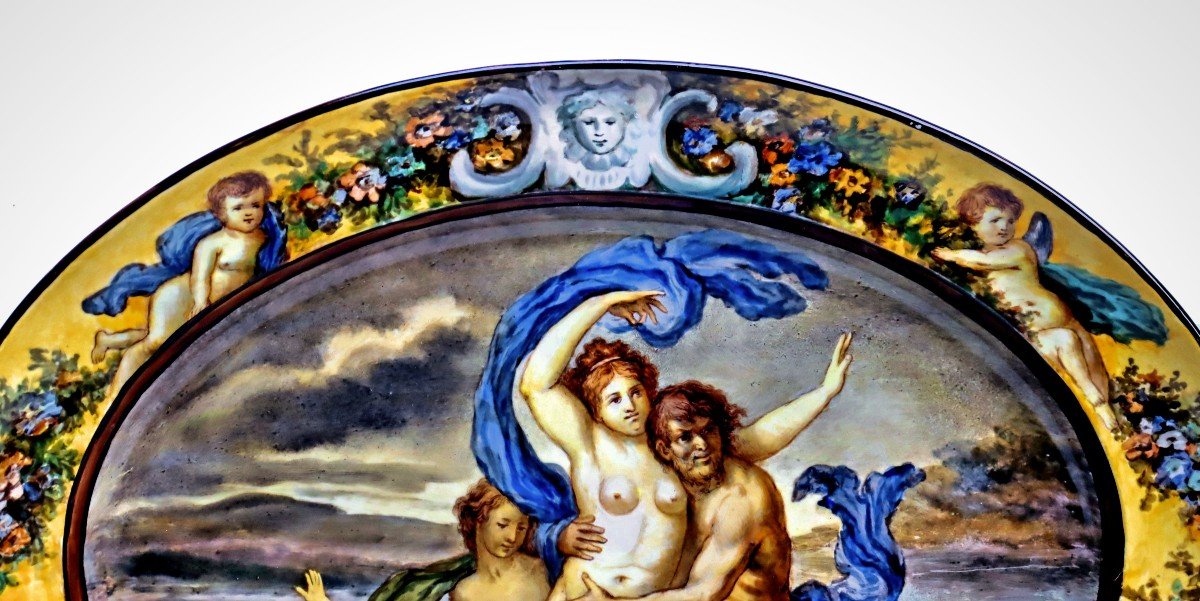 Urbino Majolica Dish Atelier Castelli "venus" After Annibale Carracci-photo-1