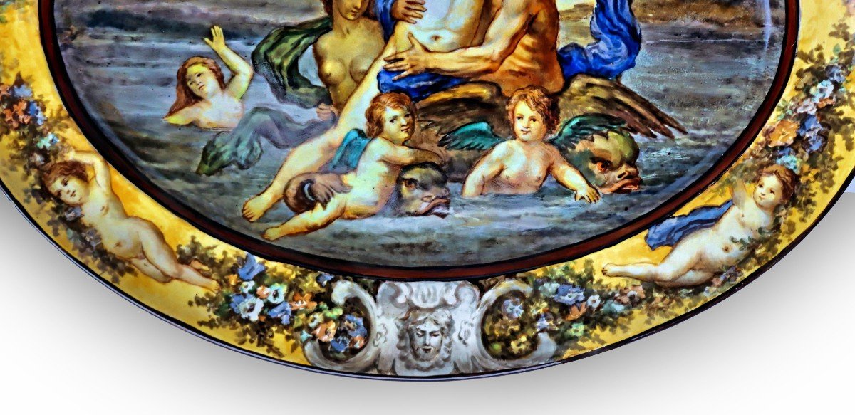 Urbino Majolica Dish Atelier Castelli "venus" After Annibale Carracci-photo-4