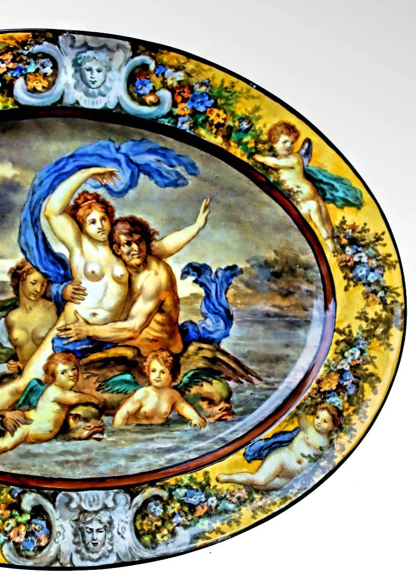 Urbino Majolica Dish Atelier Castelli "venus" After Annibale Carracci-photo-5