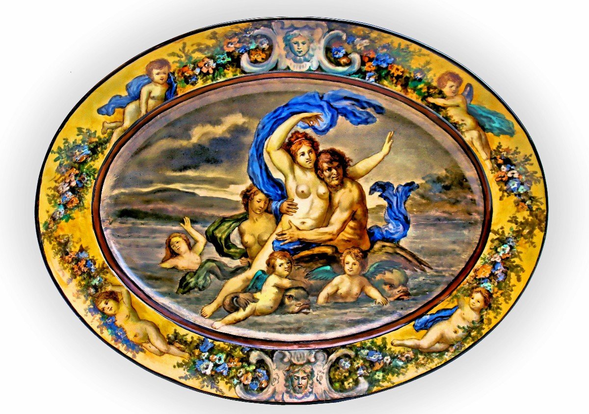 Urbino Majolica Dish Atelier Castelli "venus" After Annibale Carracci