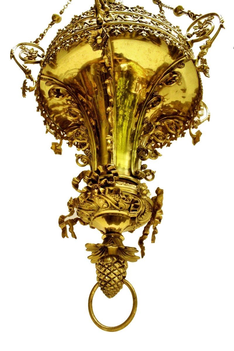 Large 19th Century Sanctuary Lamp (height: 1.40 M)-photo-1