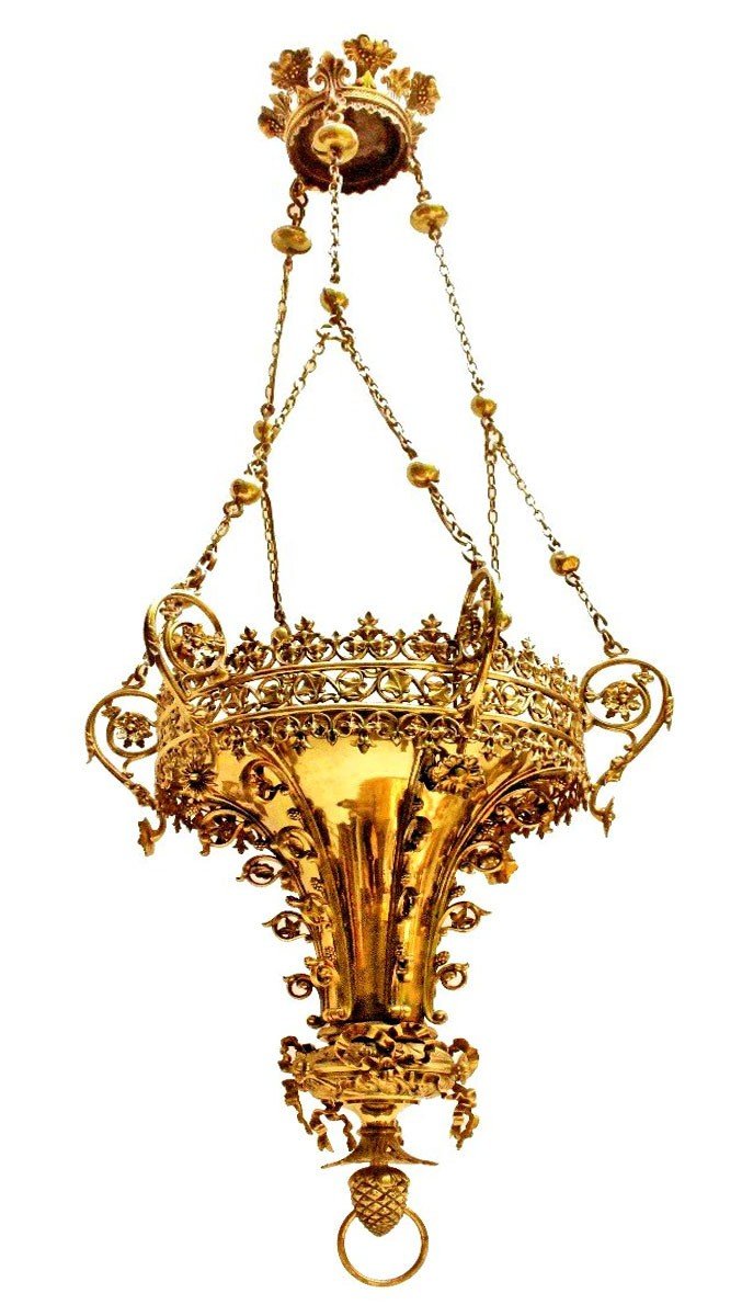 Large 19th Century Sanctuary Lamp (height: 1.40 M)