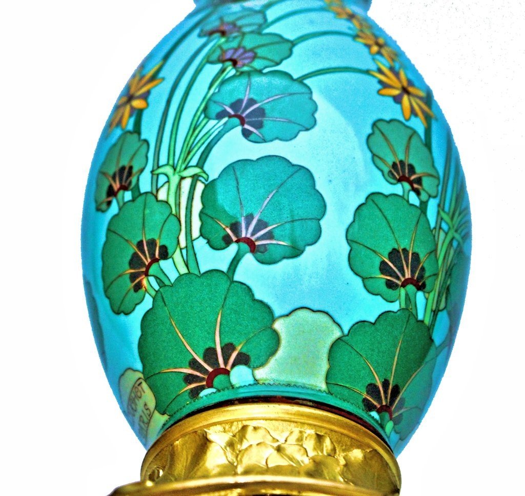 Paul-françois Louchet (1854-1936) Rare Art Deco Vase-photo-3