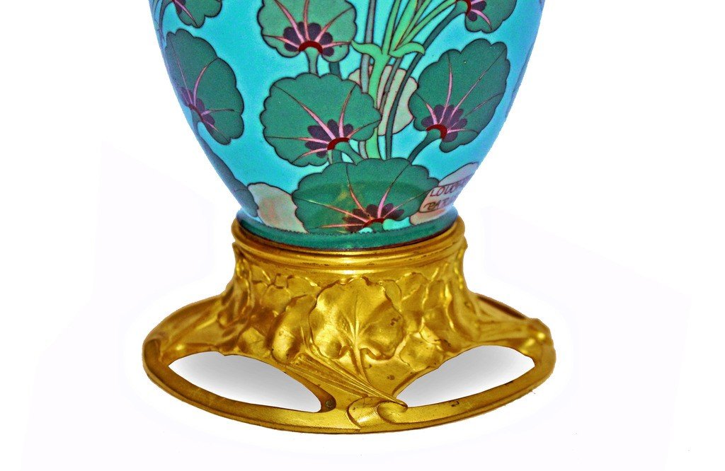 Paul-françois Louchet (1854-1936) Rare Art Deco Vase-photo-4