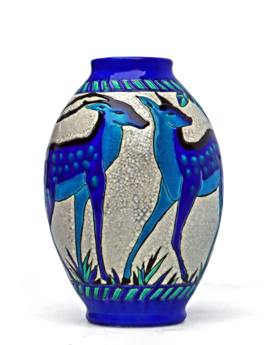 Charles Catteau (1880-1966) Art Deco Kéramis Vase-photo-2