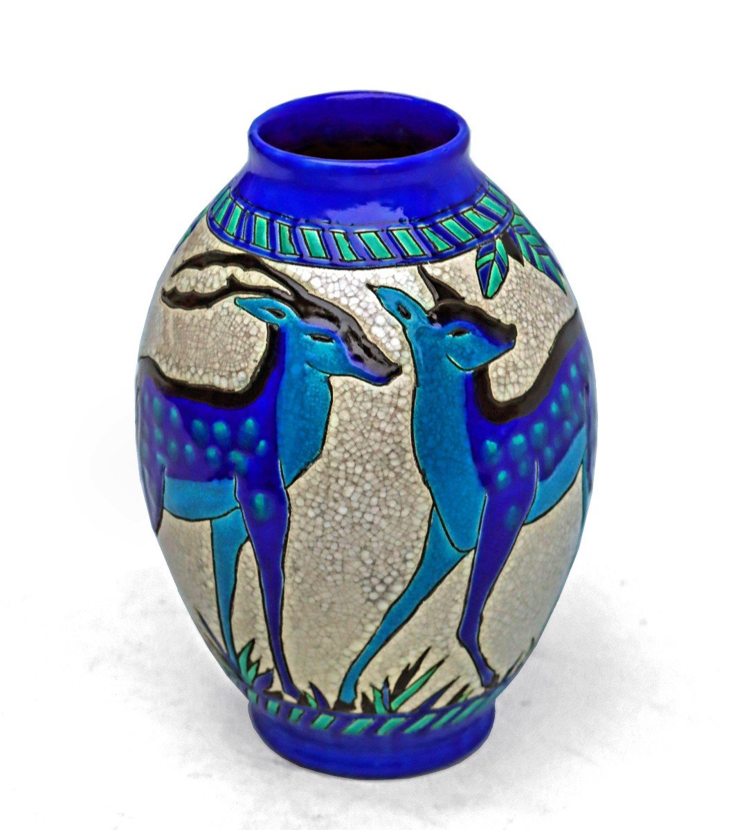 Charles Catteau (1880-1966) Art Deco Kéramis Vase-photo-1