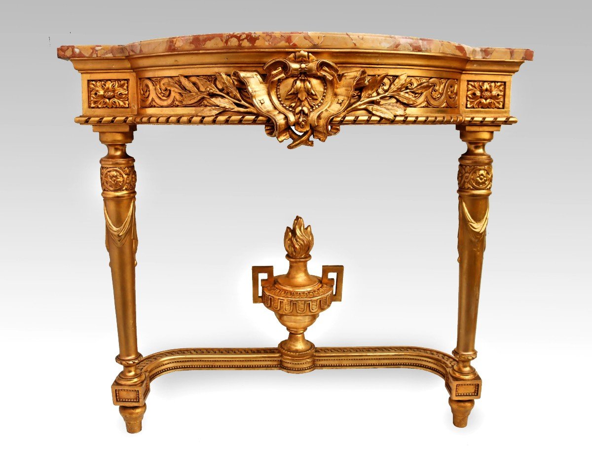 Console Napoléon III En Bois Doré-photo-2