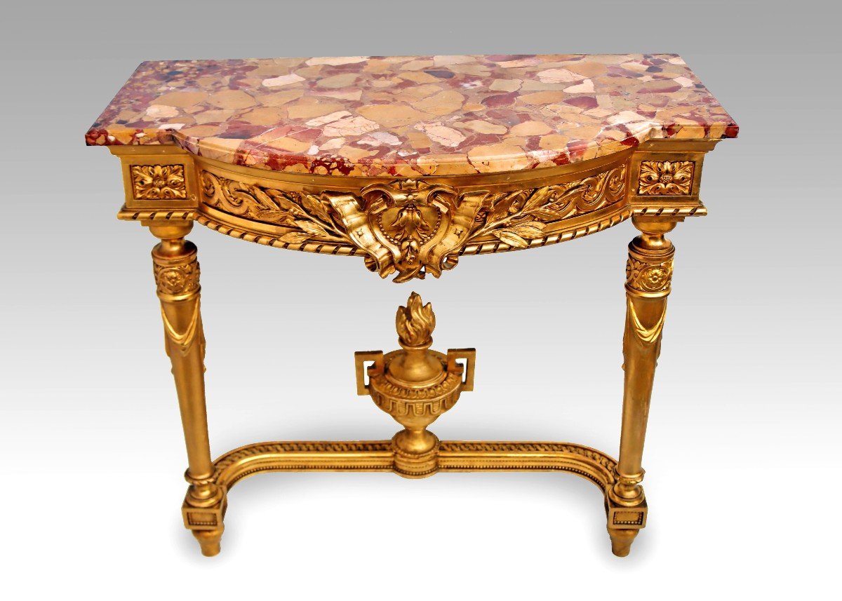 Console Napoléon III En Bois Doré-photo-3