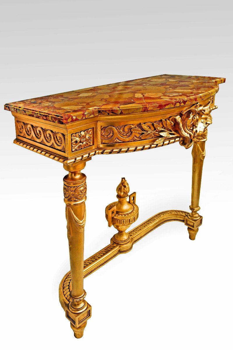 Console Napoléon III En Bois Doré-photo-4