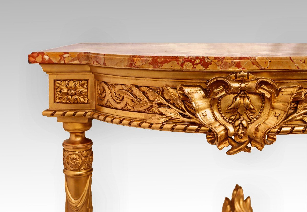 Console Napoléon III En Bois Doré-photo-4