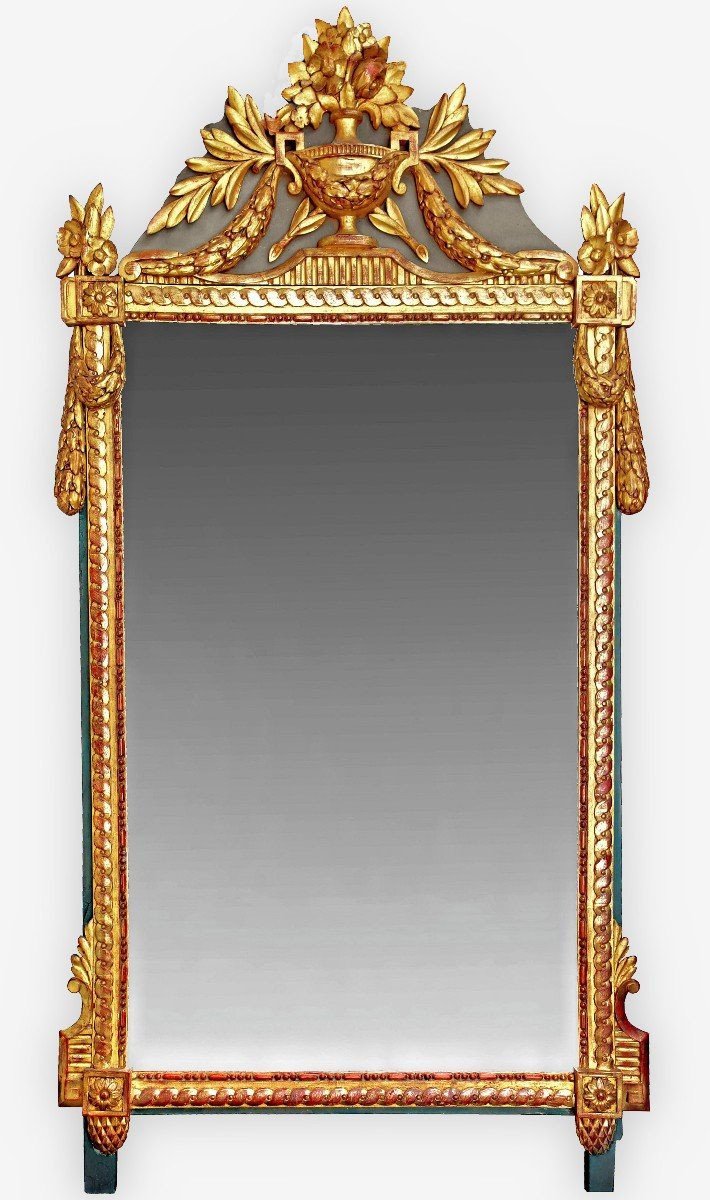 Louis XVI Gilded Wood Mirror (height: 1.64 M)-photo-2